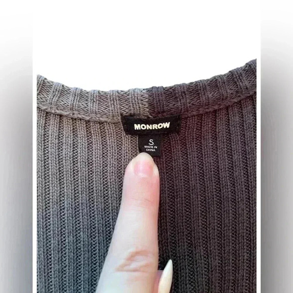 Monrow V-Neck Colorblock Ribbed Midi Dress Size Small - Picture 3 of 10